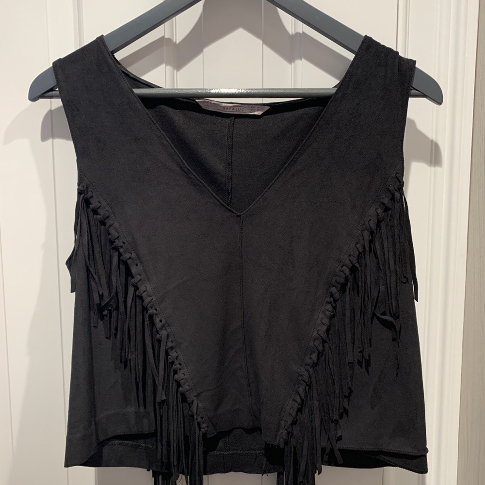Zara black top with fringe